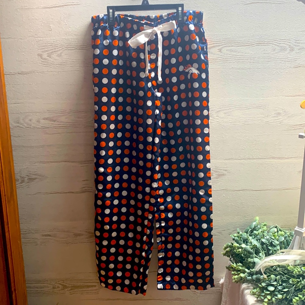 Denver Broncos satin polka dot lounge pajama jammie pants size M